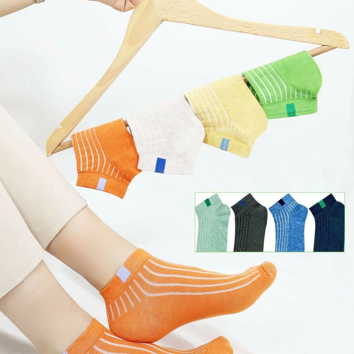 Çorape për femra Kral Socks, shumëngjyrëshe, set 8 copë