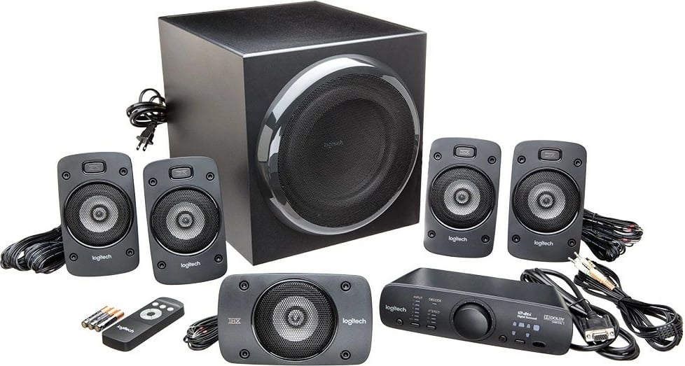 Bokse surround sound Logitech Z906, 5.1 kanale, 500 W, 1000 W, IR, të zeza