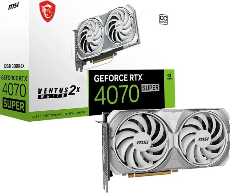 Kartë Grafike MSI GeForce RTX 4070 SUPER 12G VENTUS 2X, e bardhë