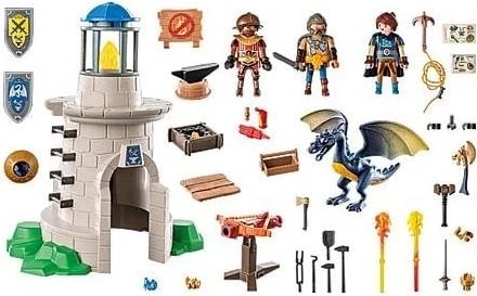 Set konstruktiv Playmobil Novelmore 71483, Kulla e Kalorësit me farkëtar dhe dragua