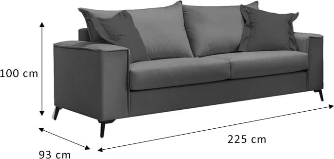 Divan Verona 3 ulëse, anthracite - jastëkët cypress 225x93x100cm