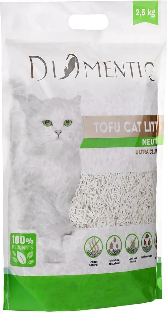 Leter për mace DIAMENTIQ Tofu Neutral Ultra clumping, 2.5 kg