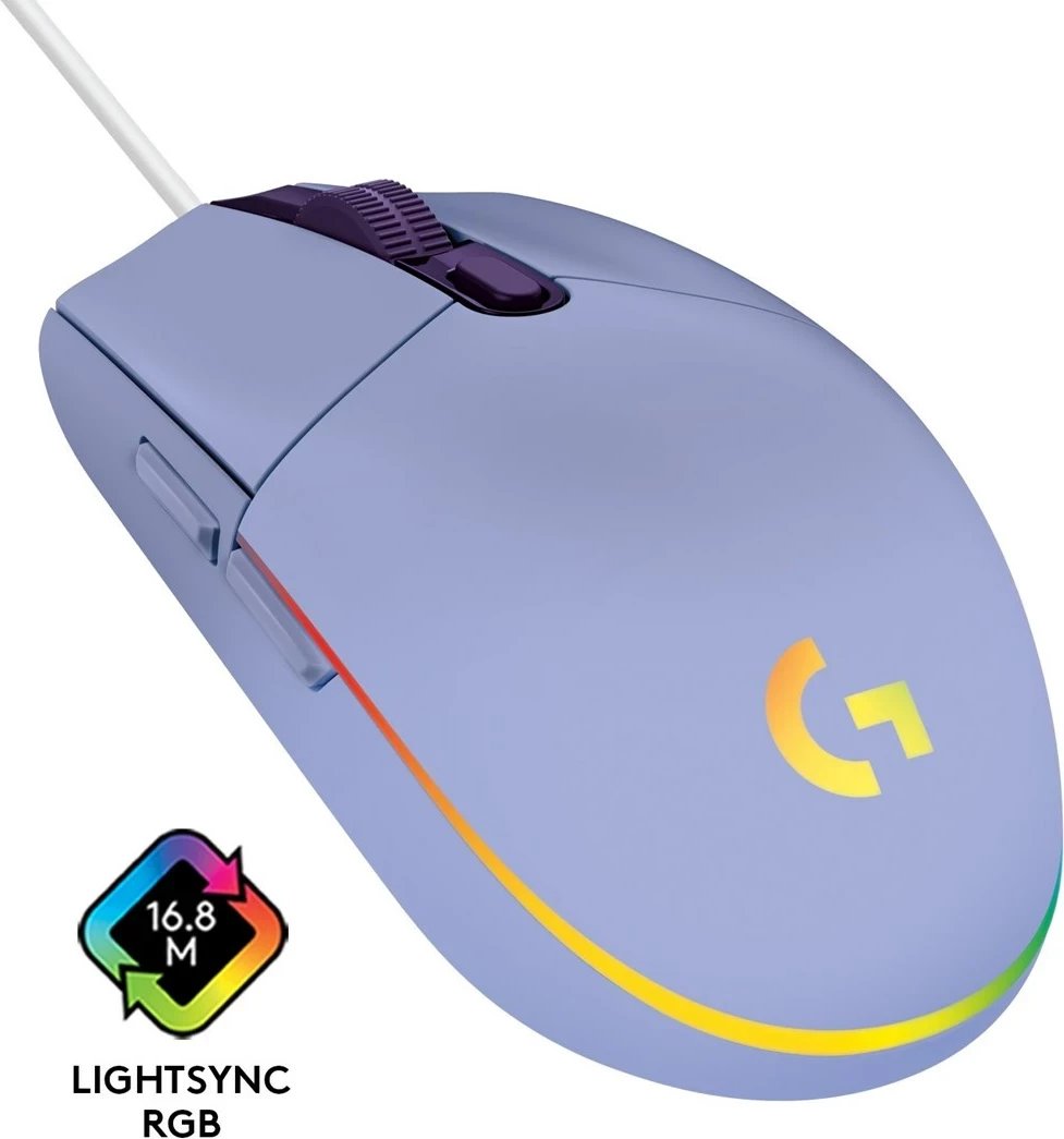 Maus Logitech G203 LIGHTSYNC për lojëra, Lilac