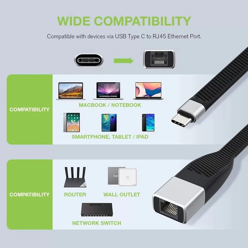 Adaptues rrjeti Techly 367966, Gigabit Ethernet, USB-C 3.2 Gen1 në RJ45