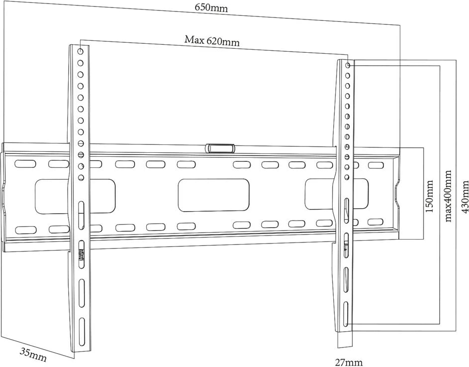 Mbajtës muri për TV Maclean MC-419, 32"-100", Alumini