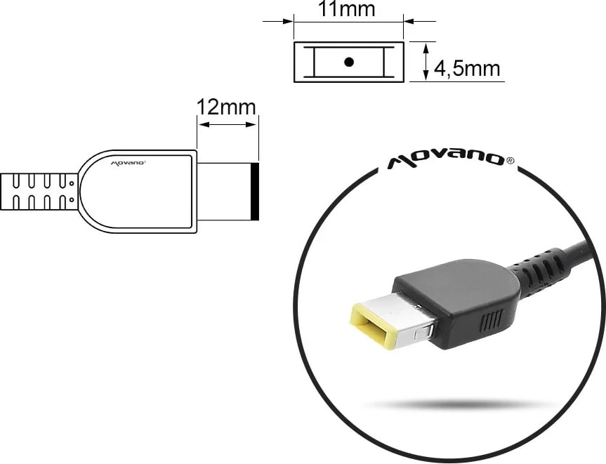 Karikues për laptop Lenovo, 20v, 2.25a, i zi