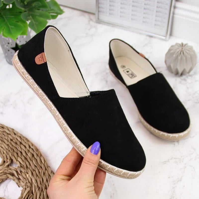 Espadrile slip-on me prerje NEWS W EVE270A për femra, të zeza