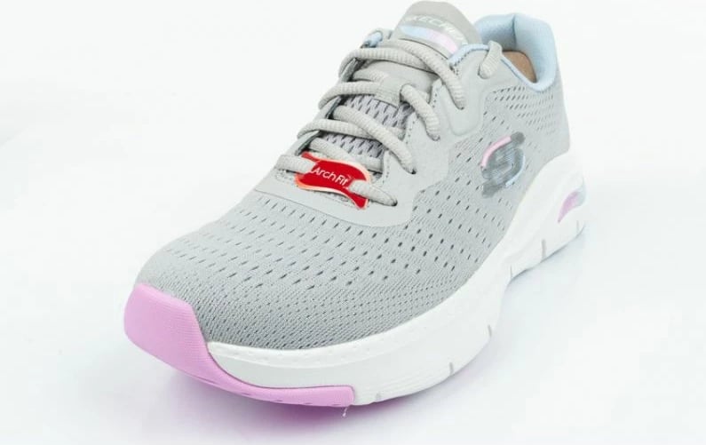 Këpucë Skechers Arch Fit për femra, ngjyrë gri/argjendi