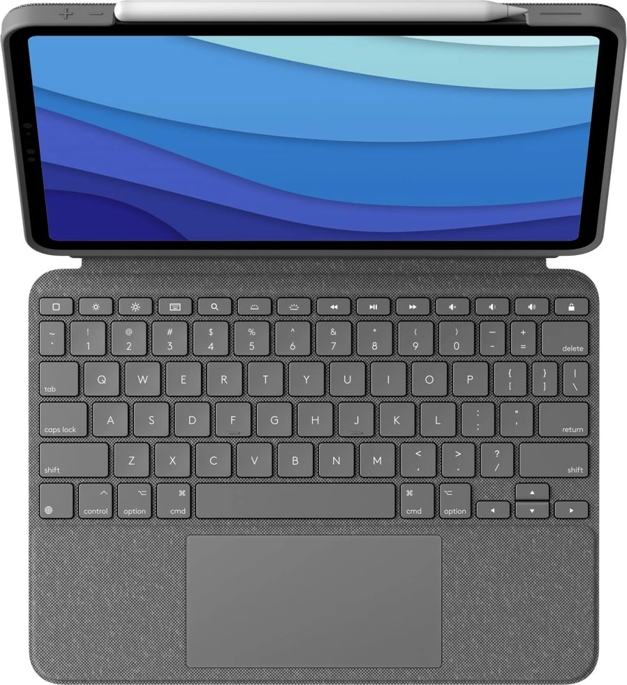 Mbështjellës me tastierë Logitech Combo Touch për iPad Pro 11-inch (1st, 2nd, 3rd dhe 4th gen), QWERTZ, Gjermanisht, Trackpad, Gri Oxford