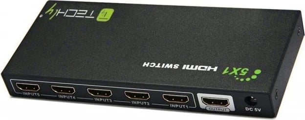 Switcher HDMI Techly, 5 portë