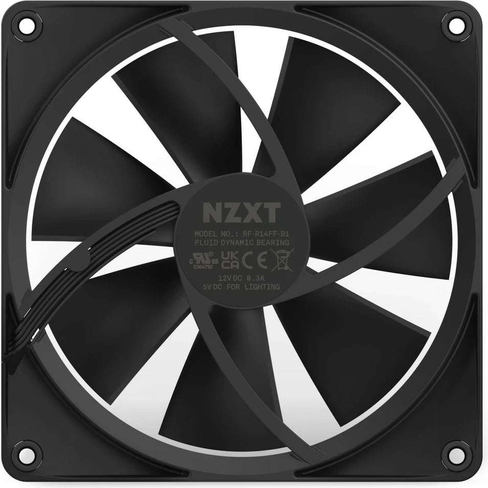 Ventilator për kasë NZXT F140 RGB, 14 cm, i zi