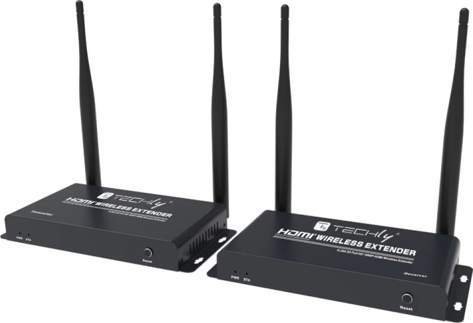 Extender Wireless HDMI Techly 365610, Full HD 1080p 60Hz, deri në 200m, ngjyrë e zezë