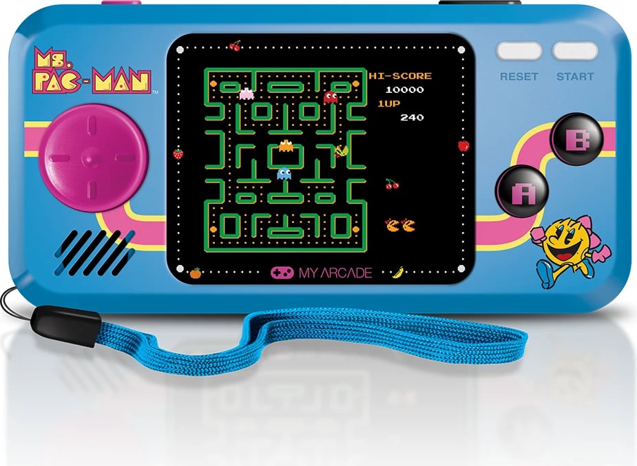 Paisje portative lojërash MS Pacman, My Arcade Pocket Player, 2.75", 3 lojëra, e kaltër