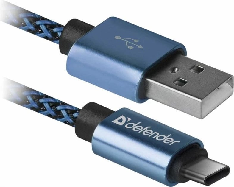 USB kabllo Defender 1m, 2.1A, Niebieski