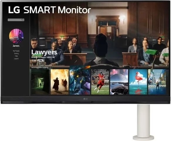 Monitor LG 32SQ780S-W, 31.5 inch, VA, 4K, USB-C, Głośniki, Pivot, bardhë