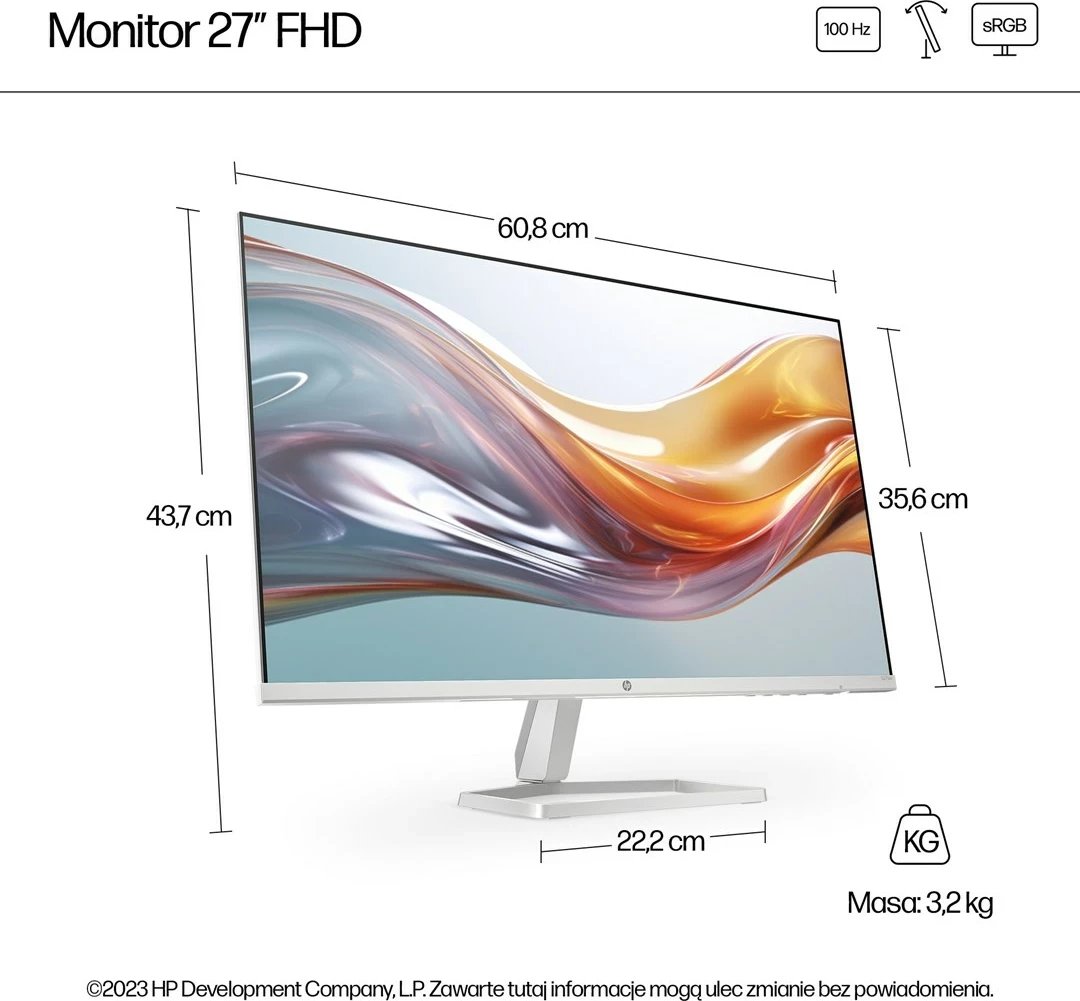 Monitor HP 27-inç Series 5 FHD 527sw, bardhë