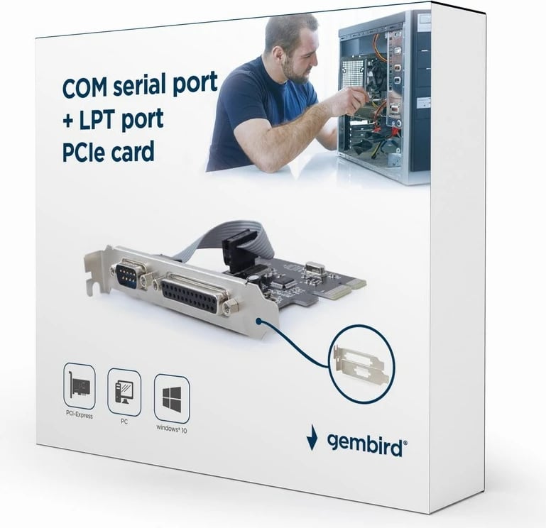 Kartë rrjeti Gembird Pex-Comlpt-01 Com serial port + LPT port, e argjend