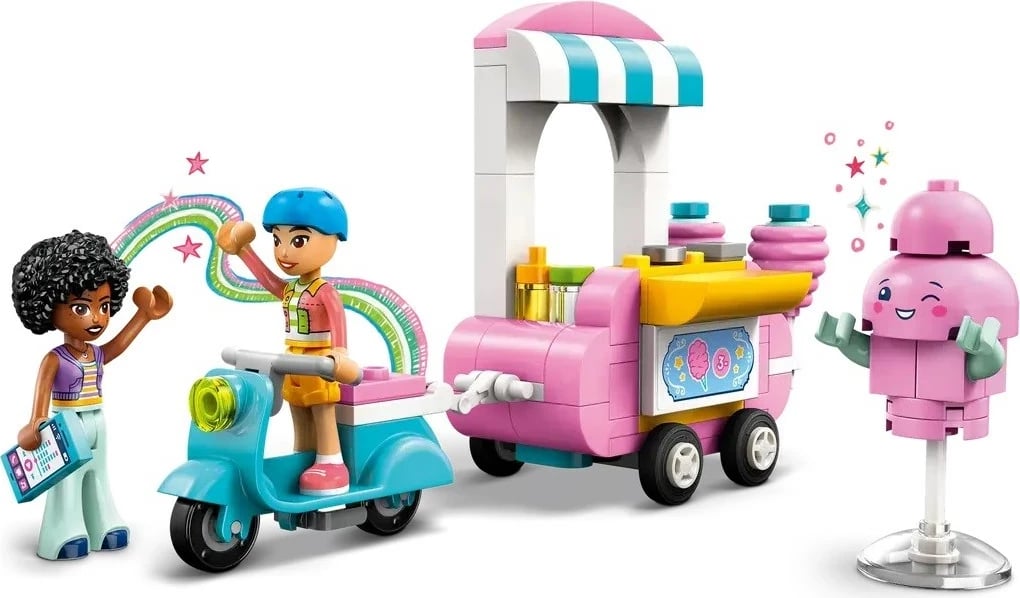 Lodra LEGO Friends 42643, Stenda e Sheqerit të Mbështjellë dhe Skuter, Rozë