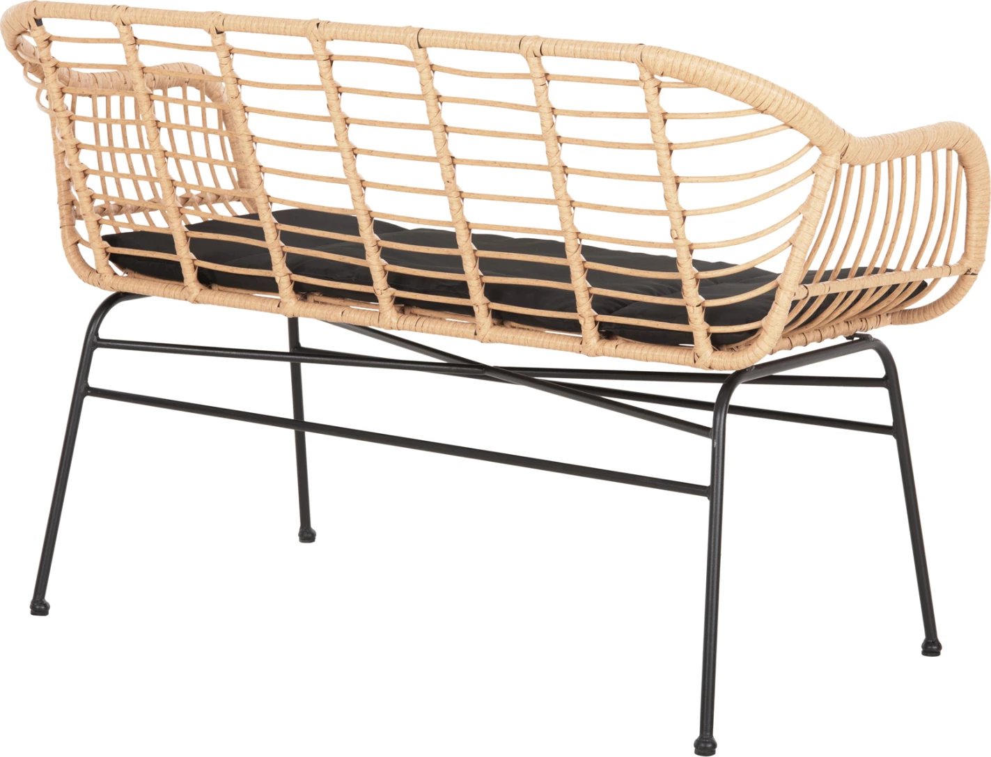 Divan për jashtë ALLEGRA FH6077 metal i zi-P.E. Rattan në bezhë 120x62x80Hcm