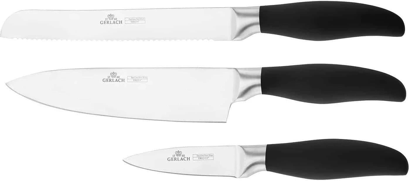 Set thikash Gerlach Style, 3 copë, çelik inox, dorezë plastike, e zezë