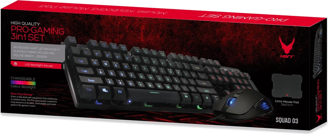 SET GAMING VARR CHERRY VSETKMP01 | KEYBOARD MOUSE MOUSE-PAD BLACK