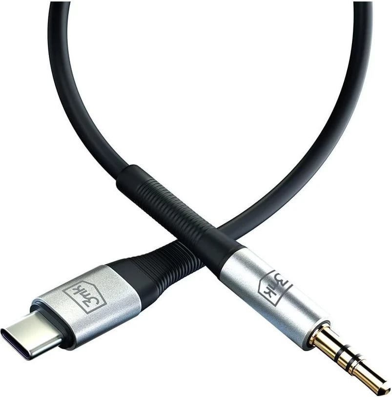 Kabllo audio 3mk, USB-C - Jack (3,5 mm), e zezë