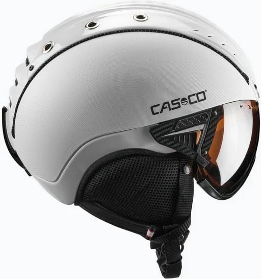 Helmetë skijimi CASCO SP-2 Carbonic Visor, e bardhë S