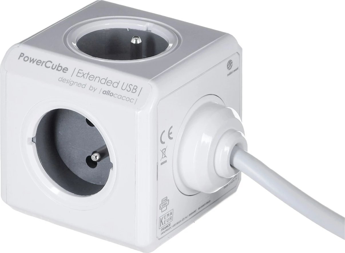 Zgjatues i Fuqisë Allocacoc PowerCube Extended USB, me 3m kabëll