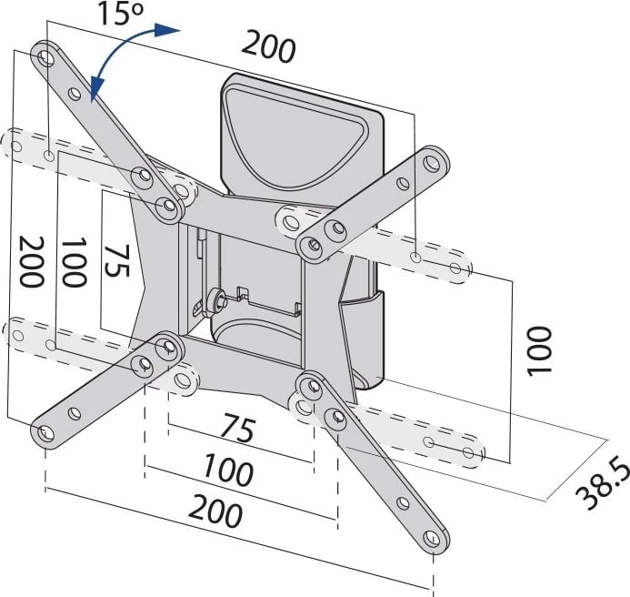 Mbajtës TV TB TB-152E, metal, i zi