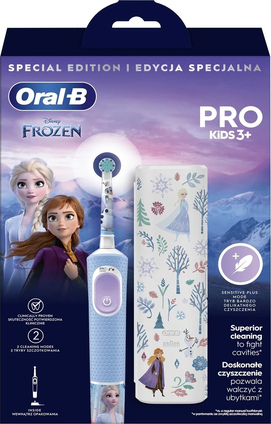 Furçë dhëmbësh elektrike Oral-B Pro Kids 3+, Frozen, blu