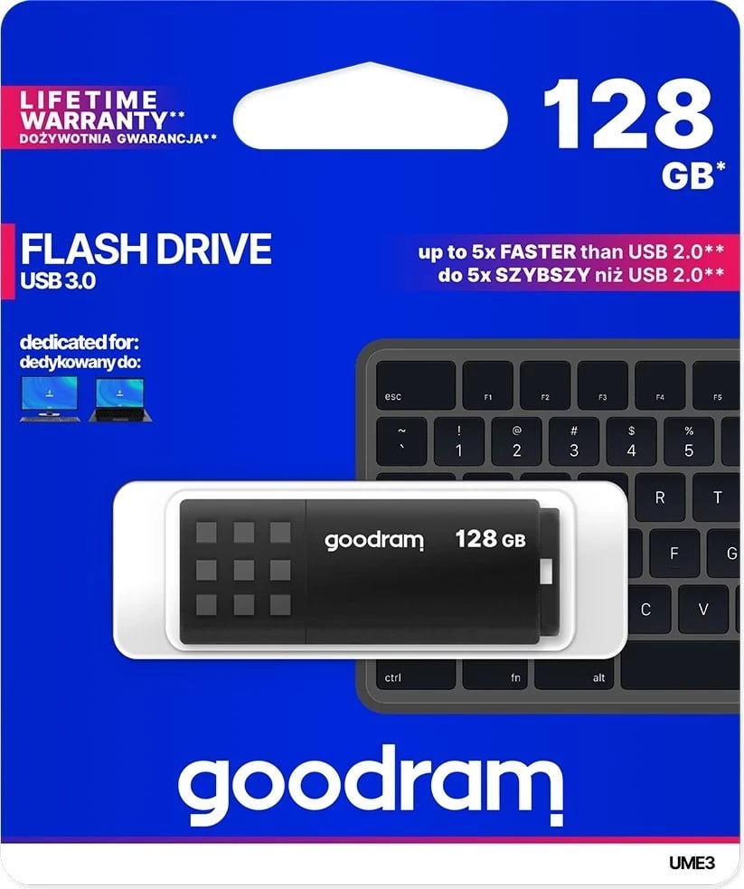 USB Flash GoodRAM, 128GB, e zezë