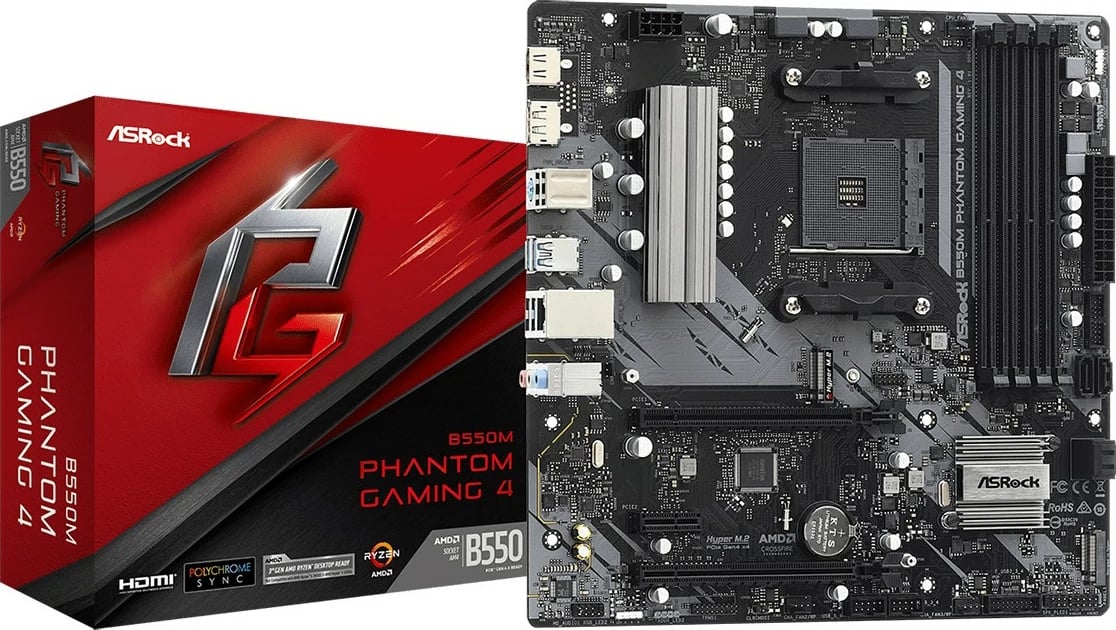 Pllakë amë ASRock B550M Phantom Gaming 4, Socket AM4, 128 GB, e zezë