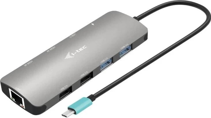 Hub i-tec USB-C Metal Nano 2x HDMI PD100W, argjendtë