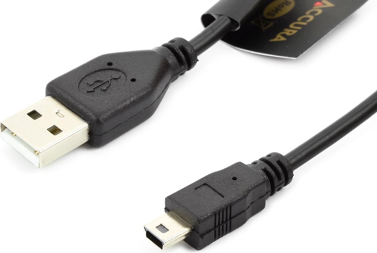 Kabllo Accura USB 2.0 në mini USB 1.8m, e zezë