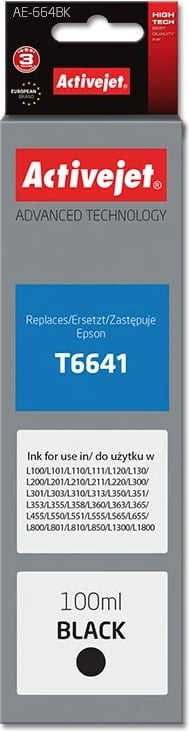 Ngjyrë zëvendësuese Activejet AE-664Bk për printer Epson, 100 ml, e zezë