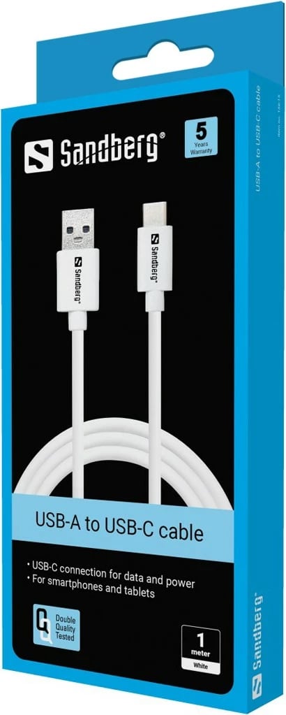 Kabllo USB Sandberg USB-C 3.1 > USB-A 3.0 1M, e bardhë