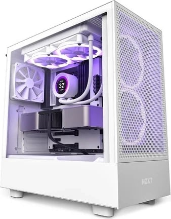 Kasë kompjuteri NZXT H5 Flow, me xham, i bardhë 