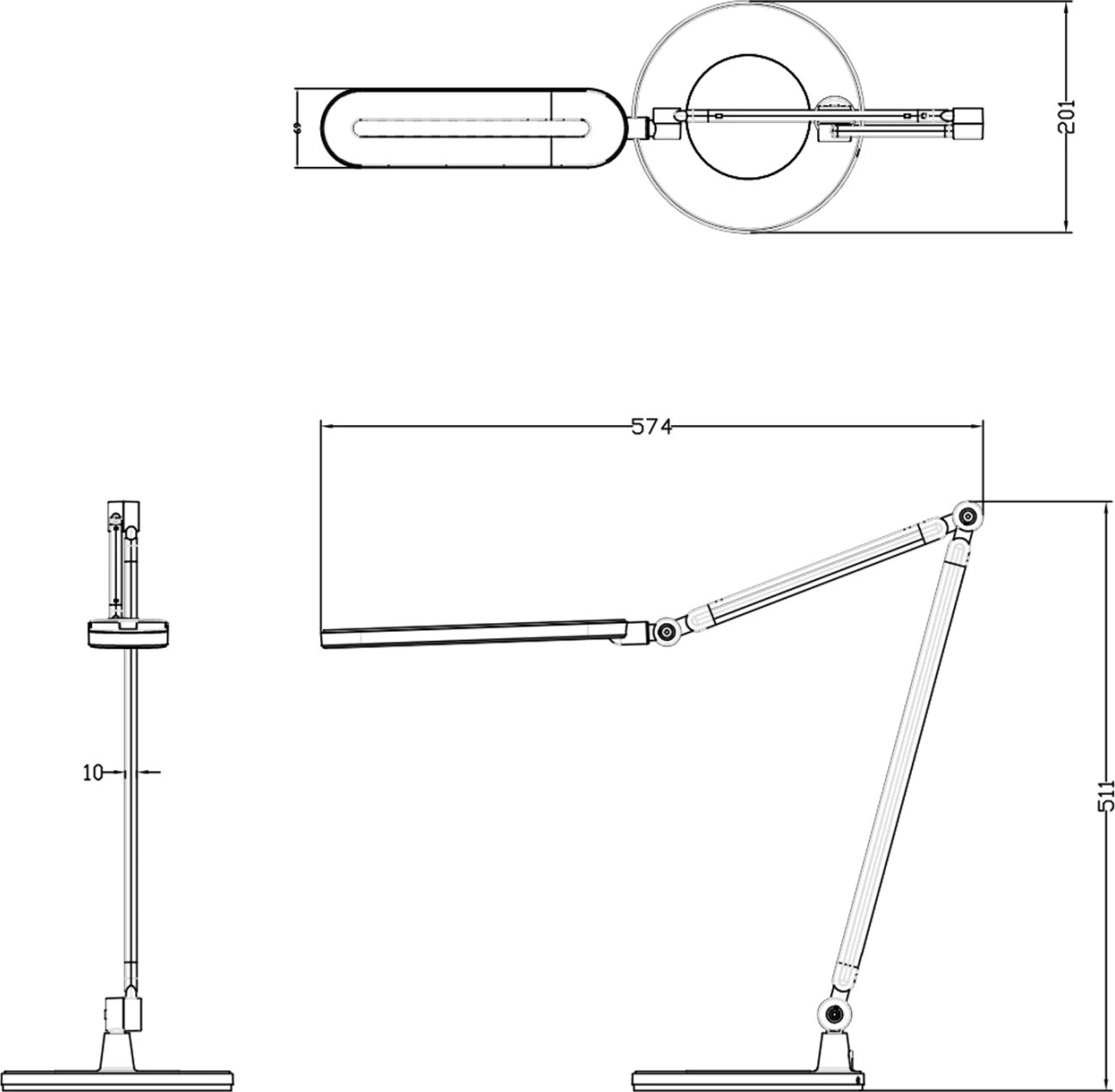 Llambë tavoline LED profesionale BLAIN PRO FH4462.08, ngjyrë argjendi, ABS, 57,4x51,1H cm