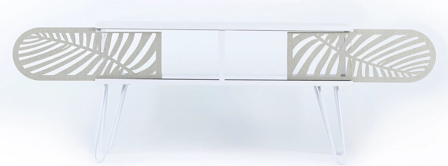 Mobilje TV melamine FH188.02, bardhë, 106x30x48Y cm