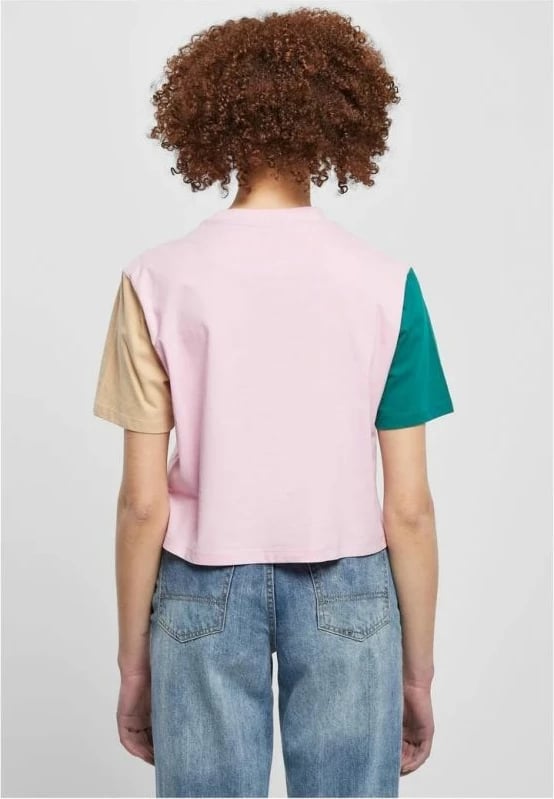 Maicë Karl Kani për Femra, Serif Crop Block Tee W, Rozë dhe Multicolor