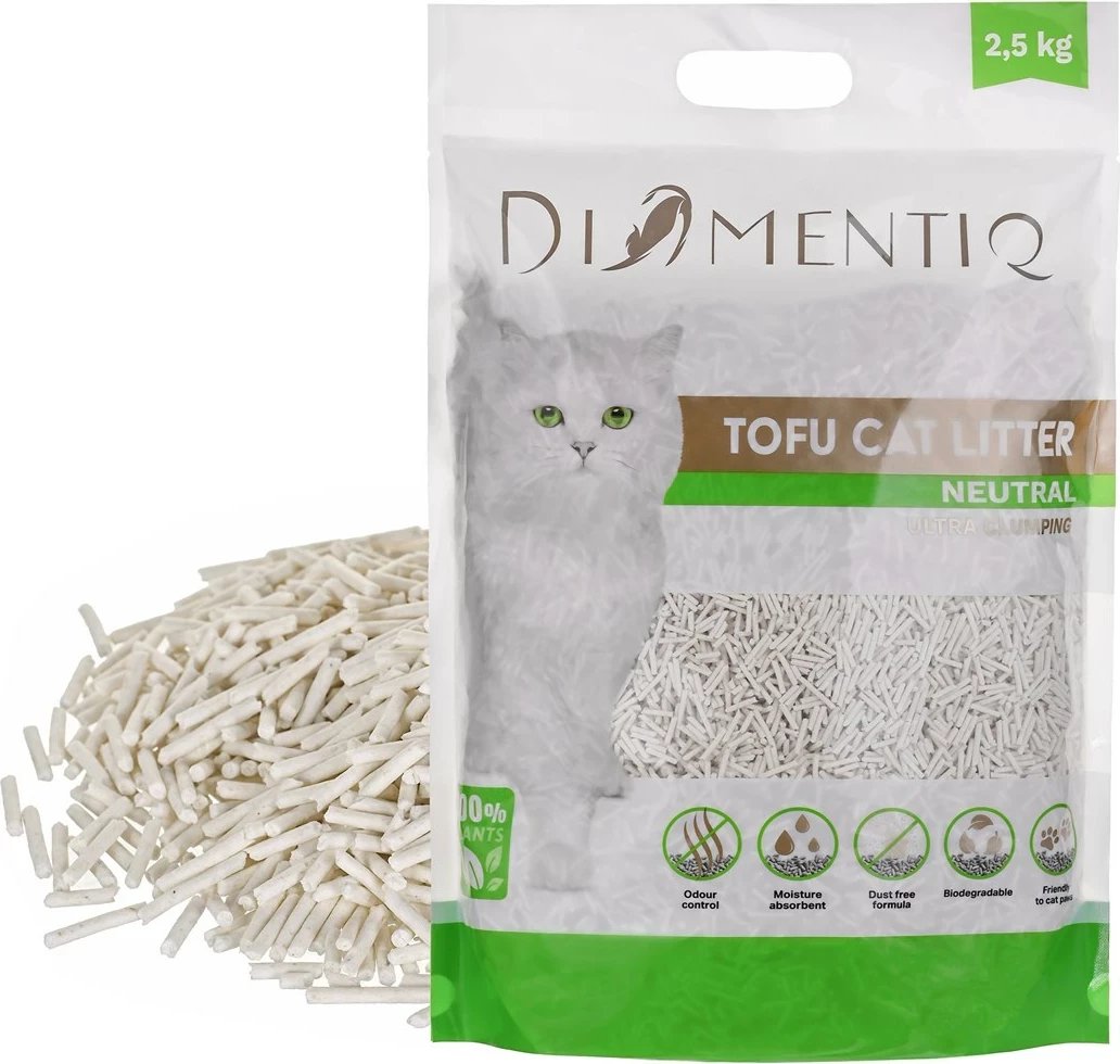 Leter për mace DIAMENTIQ Tofu Neutral Ultra clumping, 2.5 kg