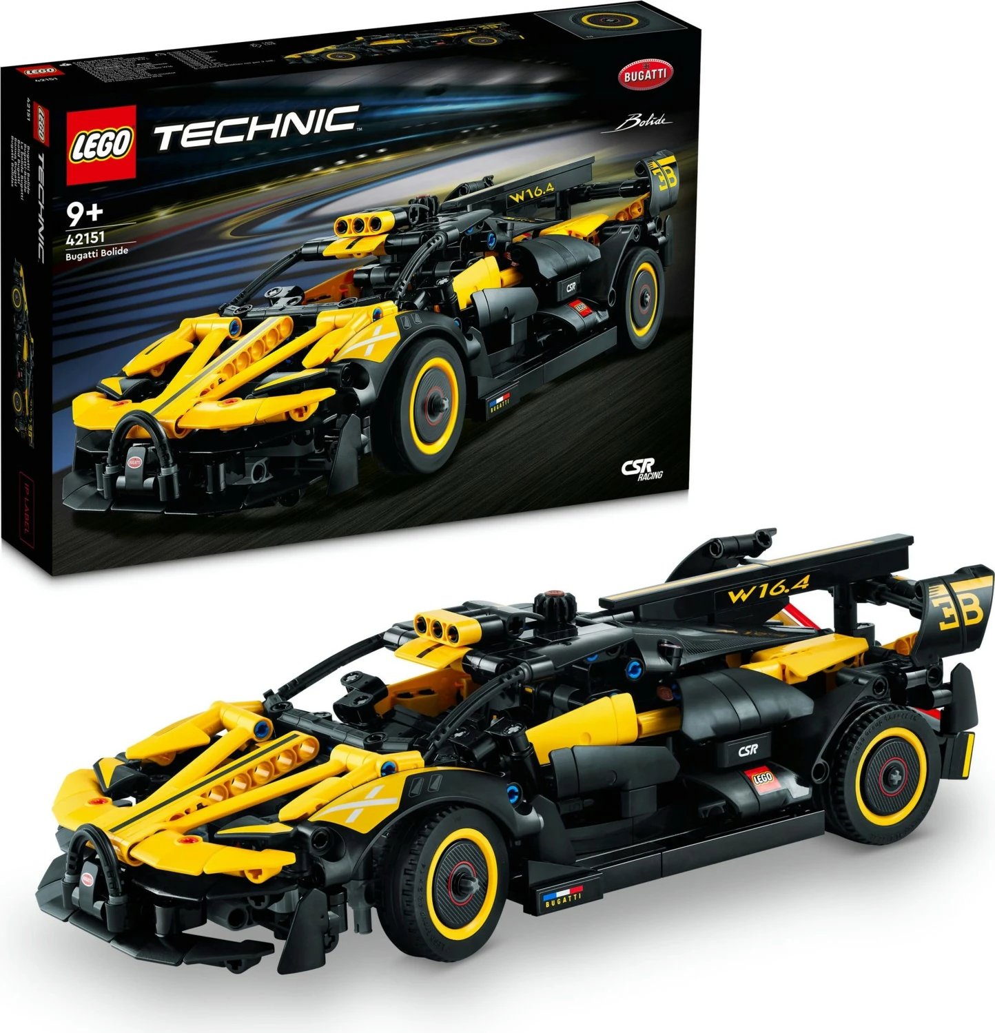 Set ndërtimi LEGO Technic Bugatti Bolide, për djem, të verdhë dhe të zi