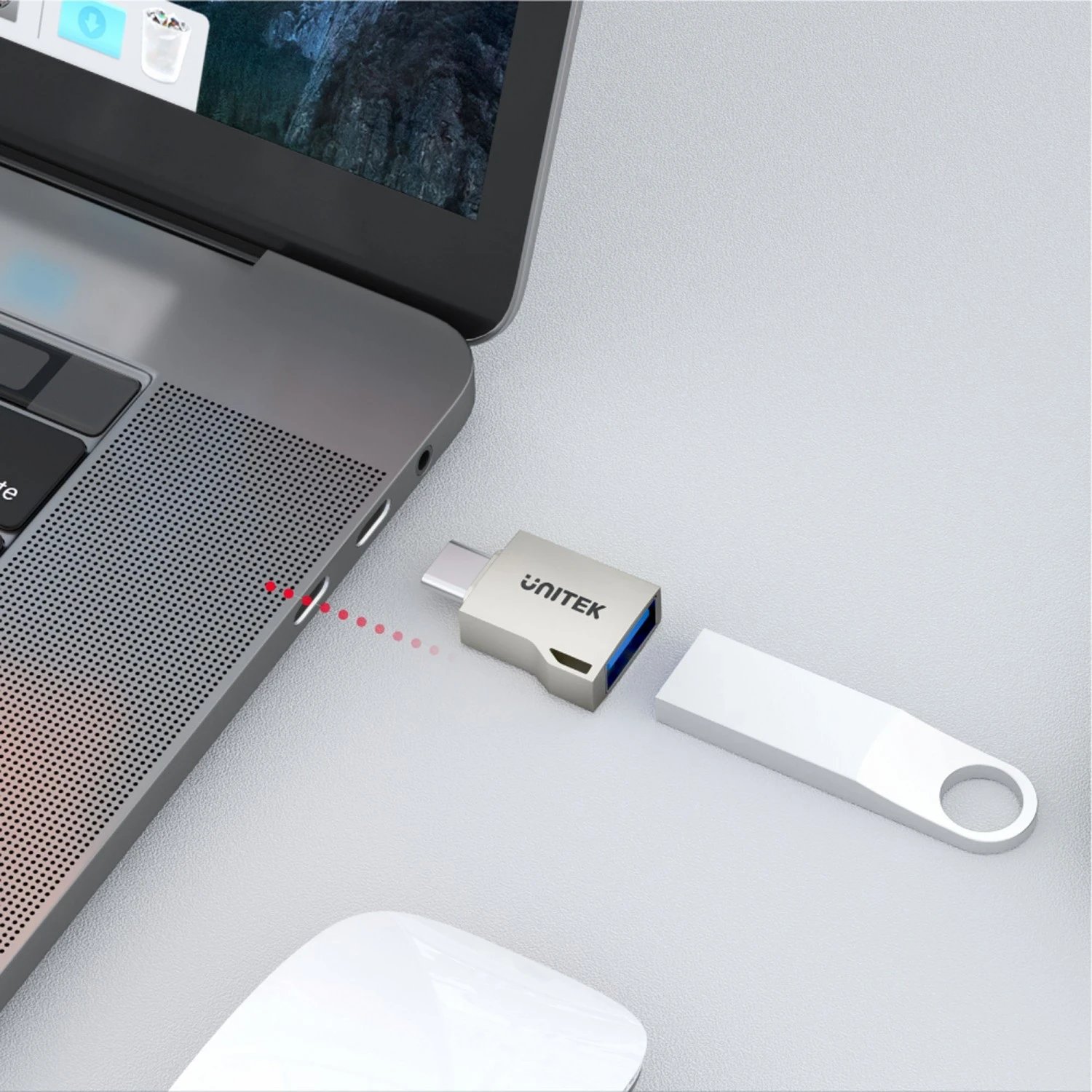 Adapter Unitek USB-A në USB-C 3.1 Gen1, argjendtë