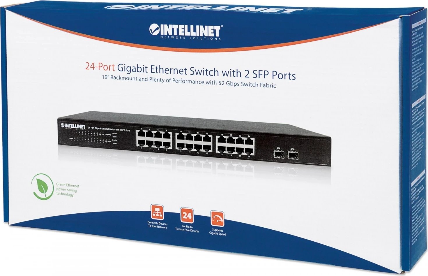 Switch Intellinet 24p Gigabit + 2x SFP për Kasë 19"