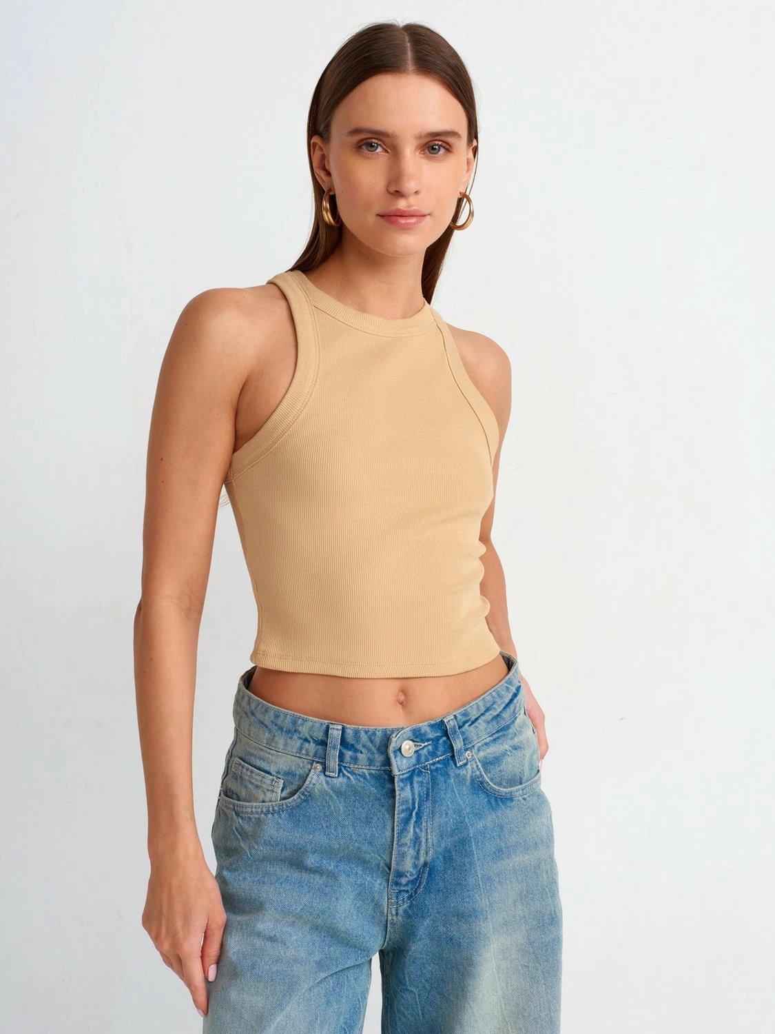 Crop top për femra Dilvin 20810, e bardhë