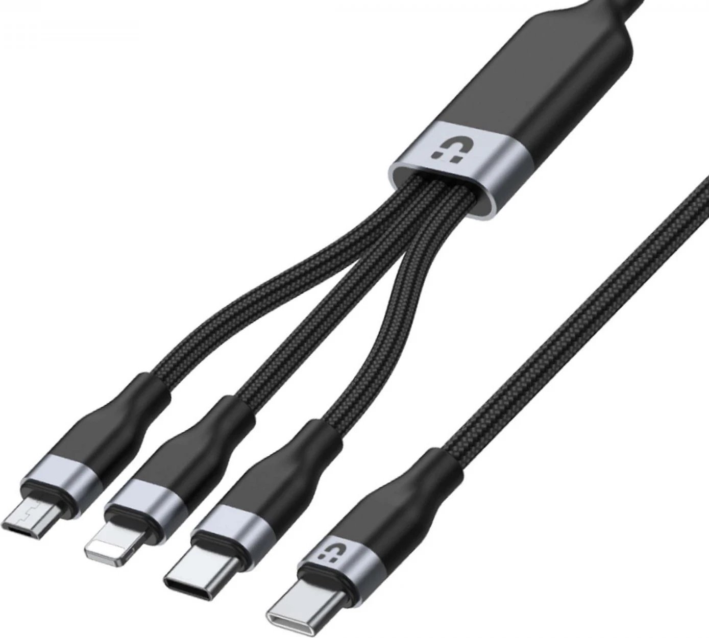 Kabllo karikuese Unitek 3në1, USB-C, 1.5m, e zezë 