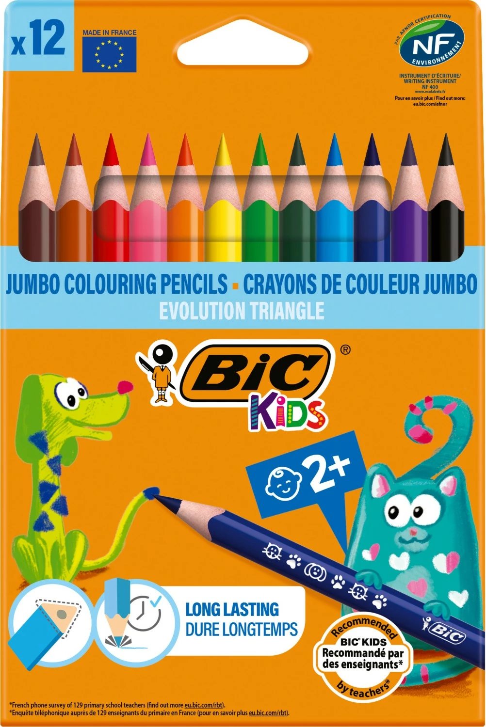 Ngjyra për fëmijë BIC Kids Evolution Triangle Jumbo, kuti 12 copë