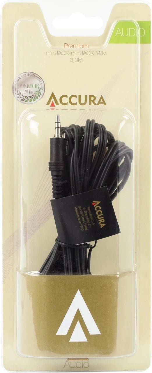 Kabel Accura Premium miniJack 3.0m, ngjyrë e zezë