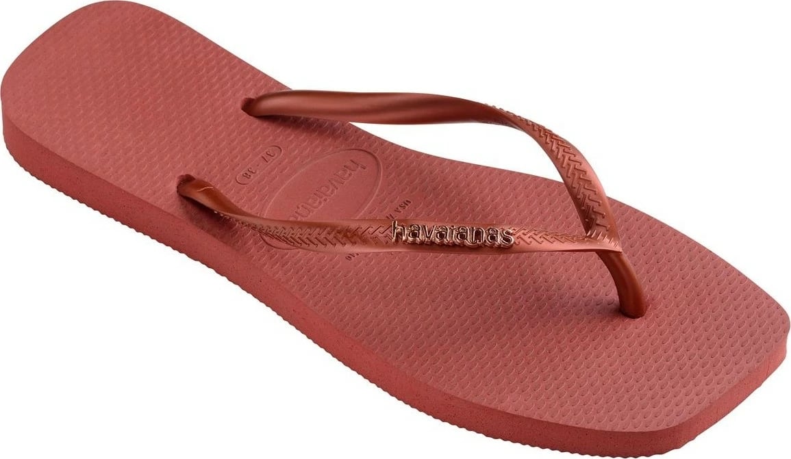 Papuqe për femra Havaianas Square Logo Metallic, kafe