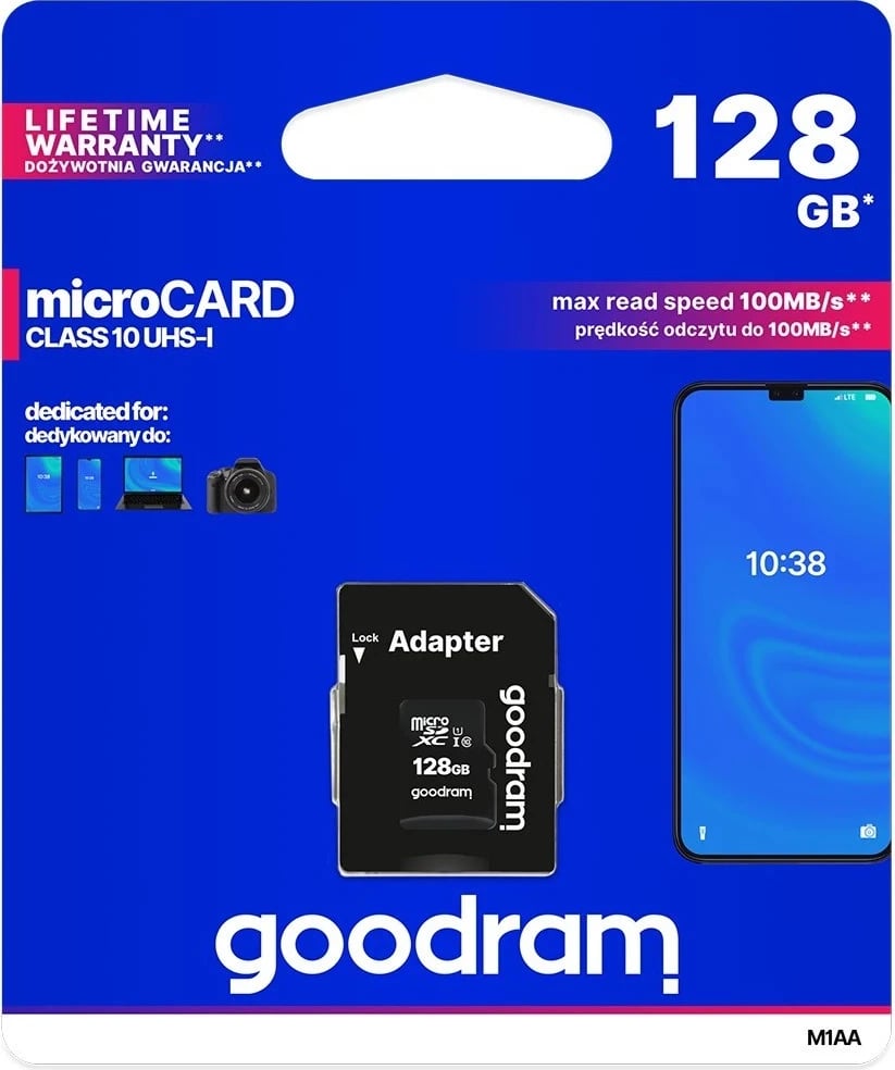 Kartë memorie GOODRAM 128GB microSDXC, me adapter